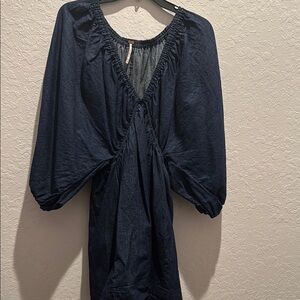 Navy Blue Ruched Dress